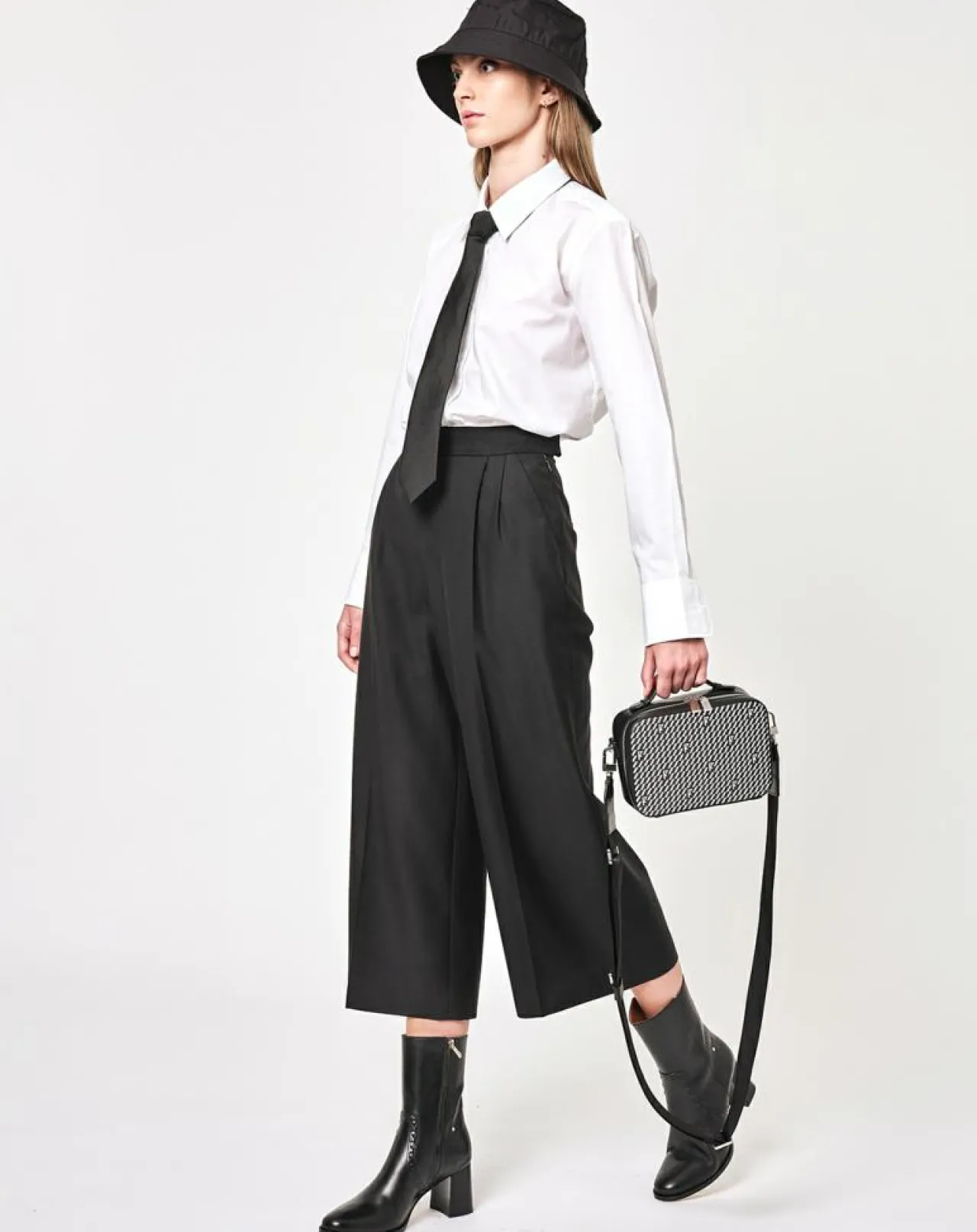 Petit Sac en Toile enduite Pyla noir/blanc - 13x19x6.5 cm