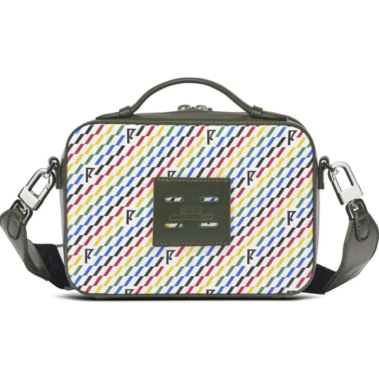 Petit Sac en Toile enduite Pyla vert/multicolore - 13x19x6.5 cm