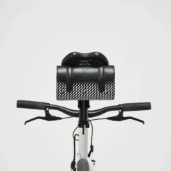 Petit Sac en Toile enduite & Cuir Cyclo noir/blanc - 10x17x4.5 cm