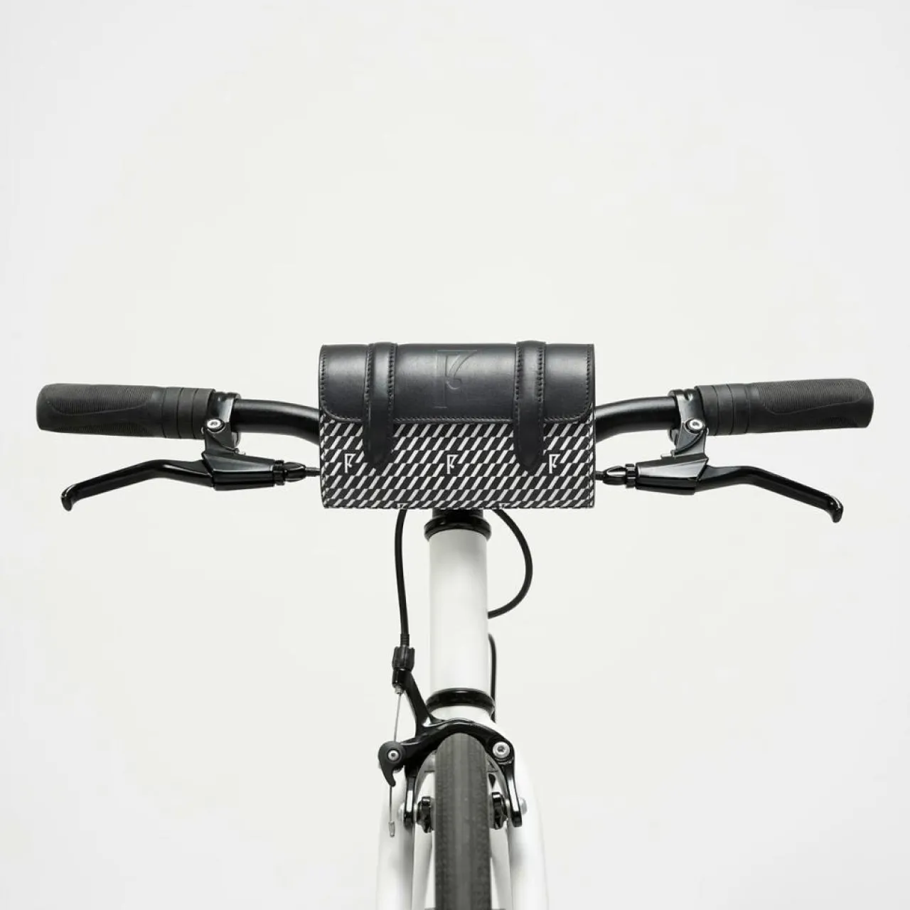 Petit Sac en Toile enduite & Cuir Cyclo noir/blanc - 10x17x4.5 cm