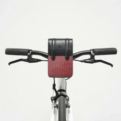 Petit Sac en Toile enduite & Cuir Arguin rouge/noir - 18x11.5x3 cm