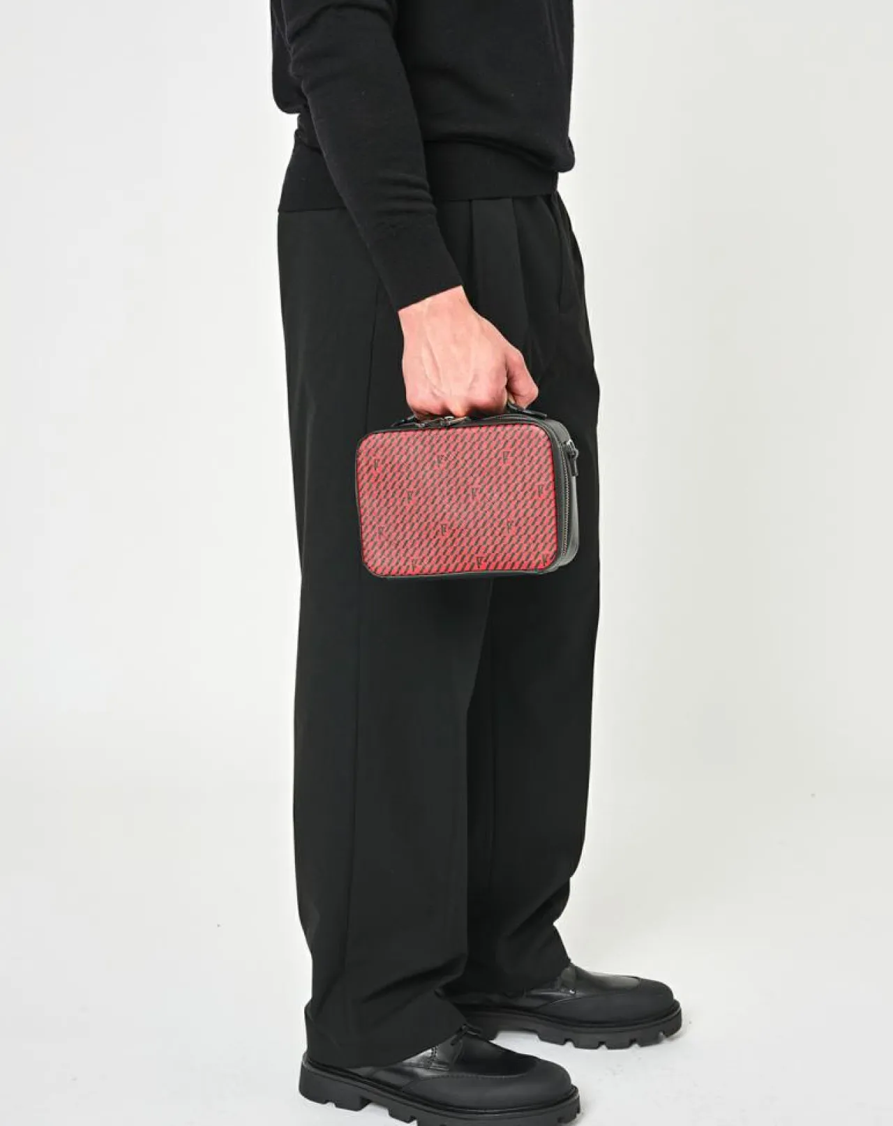 Petit Sac en Toile enduite Pyla rouge/noir - 13x19x6.5 cm