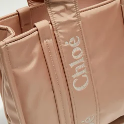 Petit tote bag Woody rose poudré - 26x20x8 cm