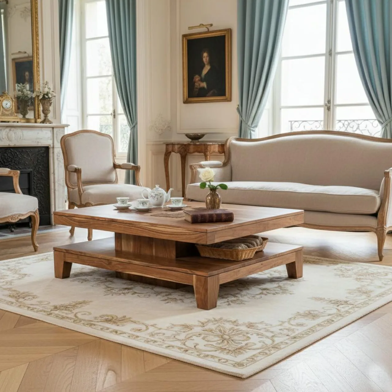 Petite table basse rectangulaire Acacia Kavish II Marron - 100x55x35 cm