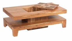 Petite table basse rectangulaire Acacia Kavish II Marron - 100x55x35 cm