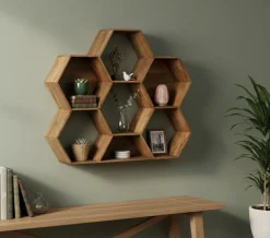 Petite étagère hexagonale Mango M&M offre Marron - 130x30x113 cm