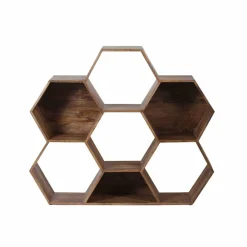 Petite étagère hexagonale Mango M&M offre Marron - 130x30x113 cm