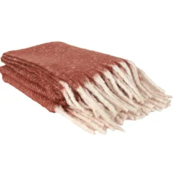 Plaid à franges terracotta - 120x150 cm