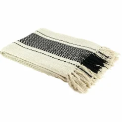 Plaid berbère à rayure écru/noir - 150x120 cm