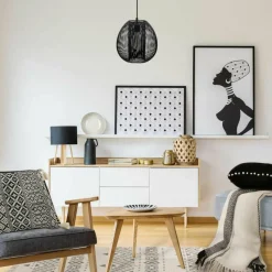 Plaid berbère à rayure écru/noir - 150x120 cm