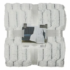 Plaid carreaux imitation fourrure XXL gris clair - 140x204 cm