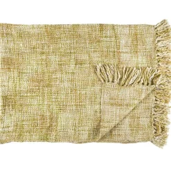 Plaid chunky maille tressée jaune - 125x150 cm