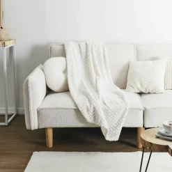 Plaid effet chevron blanc - 120x150 cm