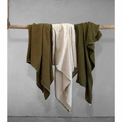 Plaid en coton flammé vert 140x220cm