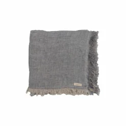 Plaid en double gaze de lin bleu 140x230cm