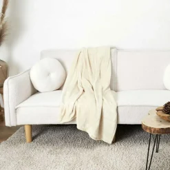 Plaid en Flanelle crème - 125x150 cm