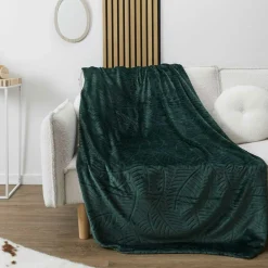 Plaid en Flanelle embossé vert sapin - 150x200 cm