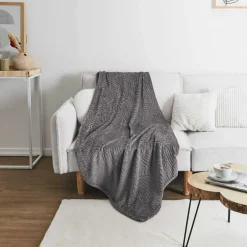 Plaid en Flanelle embossé gris foncé - 150x200 cm