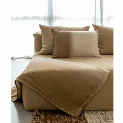 Plaid en laine et coton vert 140x220cm