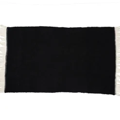 Plaid en laine finitions frangées noir 135x230cm