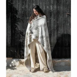 Plaid en laine motif kilim beige 140x200 cm