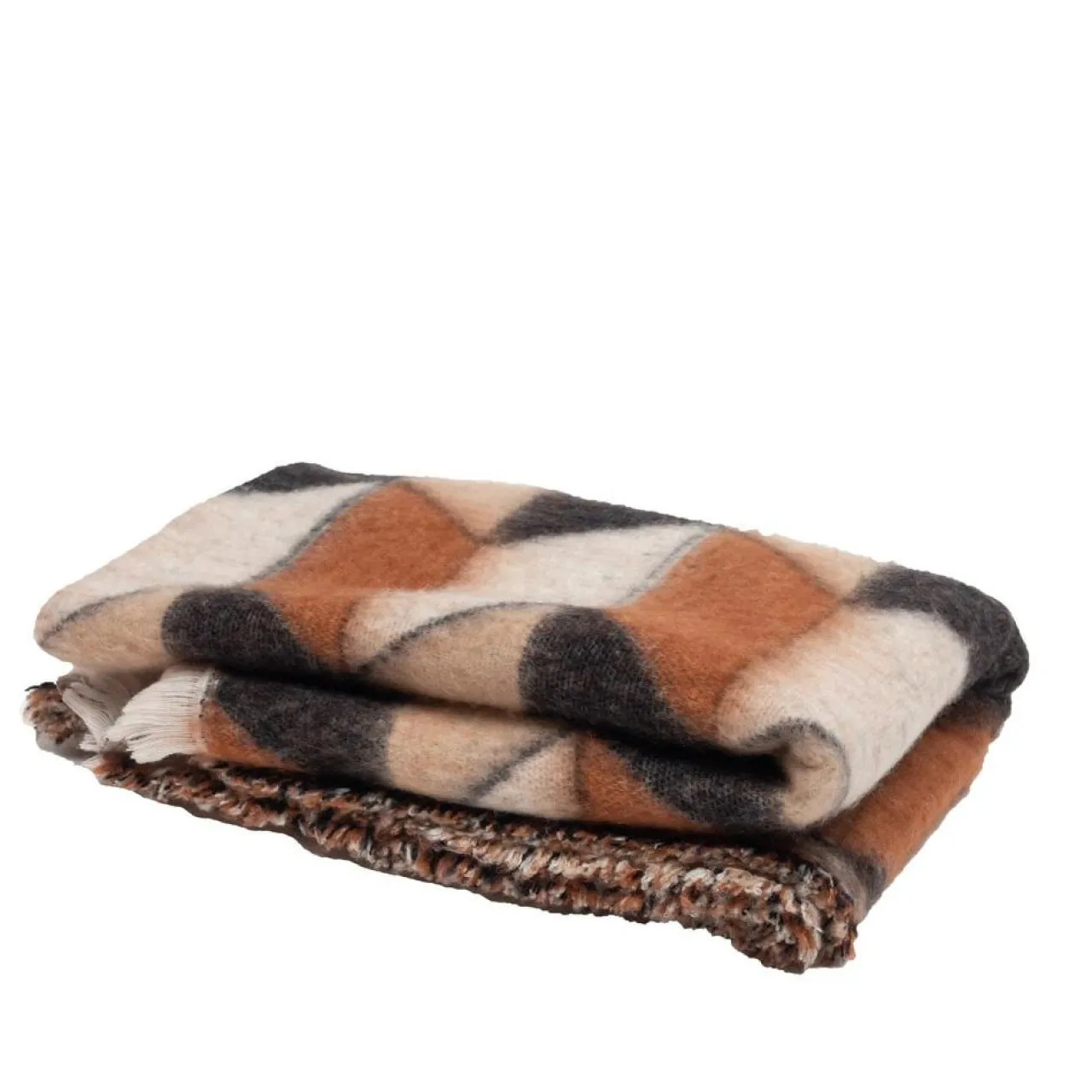 Plaid en laine motif 70s marron 135x230cm