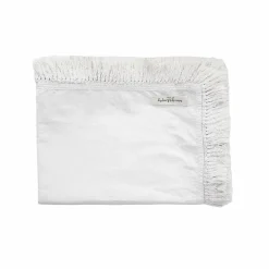 Plaid en lin & coton finitions frangées blanc 150x180cm
