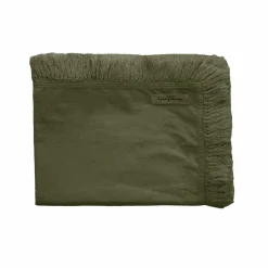 Plaid en lin & coton finitions frangées vert 150x180cm