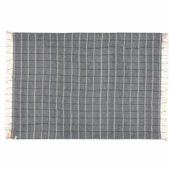 Plaid en lin et coton bleu 135x200cm