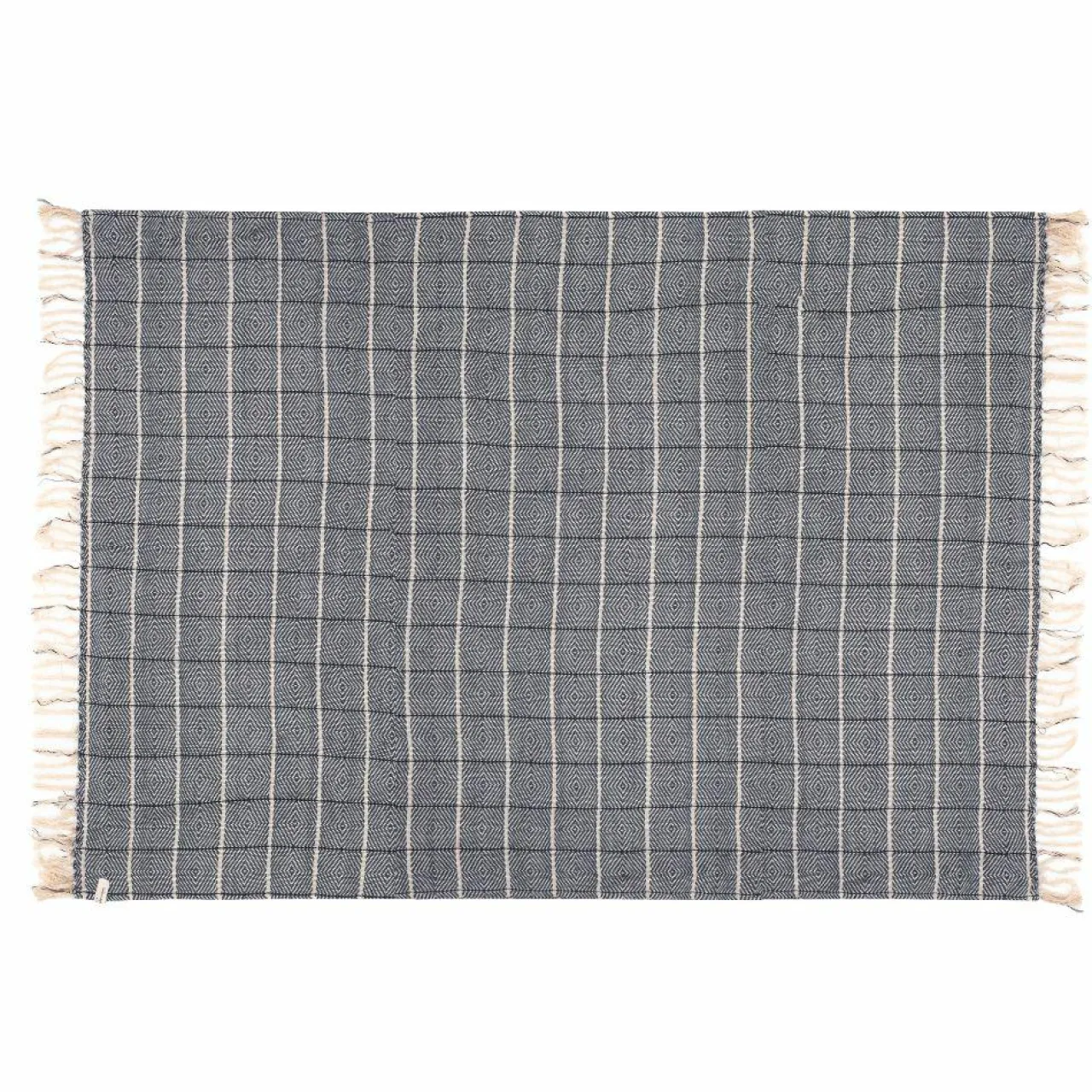 Plaid en lin et coton bleu 135x200cm