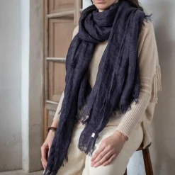 Plaid en lin violet 200x144cm