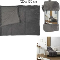 Plaid en microfibre gris foncé - 120x150 cm
