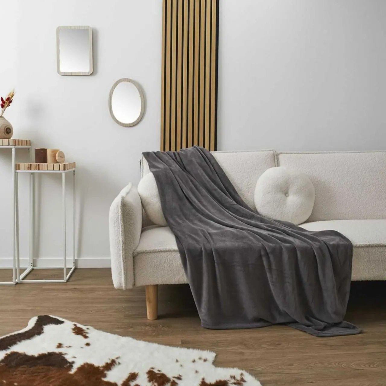 Plaid en Microfibre gris foncé - 150x200 cm