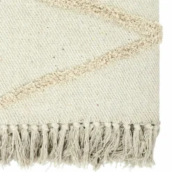 Plaid ethnique relief losange beige - 150x120 cm