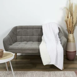 Plaid flanelle cotelé sherpa écru - 180x220 cm