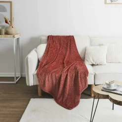 Plaid flanelle embossé terracotta - 150x200 cm