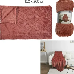 Plaid flanelle embossé terracotta - 150x200 cm