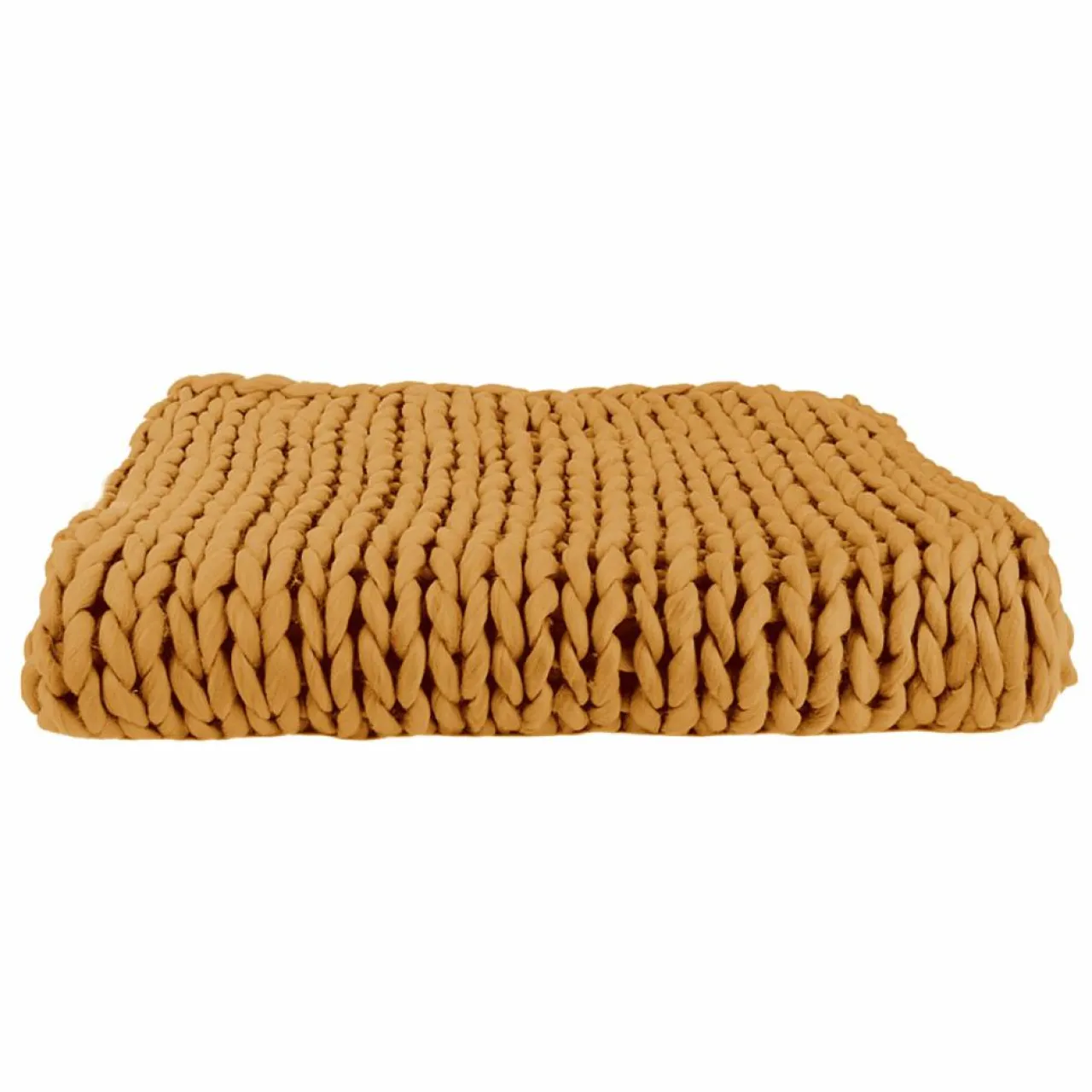 Plaid grosse maille chunky jaune - 150x120 cm