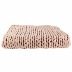 Plaid grosse maille chunky rose - 150x120 cm