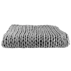 Plaid grosse maille Chunky gris - 150x120 cm
