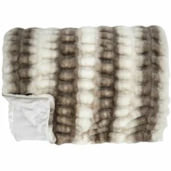 Plaid imitation fourrure luxury blanc/marron - 140x200 cm