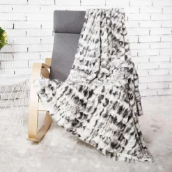 Plaid imitation fourrure Opulence ombré blanc/noir - 140x200 cm