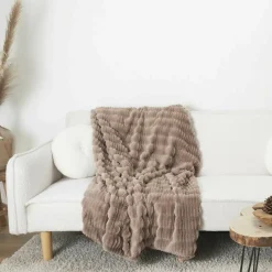 Plaid imitation fourrure Opulence taupe - 120x150 cm