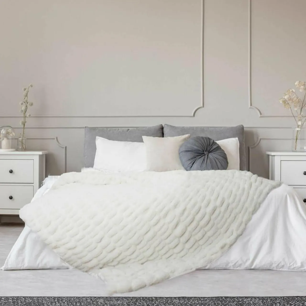 Plaid imitation fourrure luxury blanc - 140x200 cm