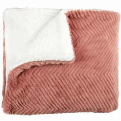 Plaid imitation fourure et Sherpa rose - 140x200 cm