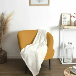 Plaid nid d'abeille blanc - 120x150 cm