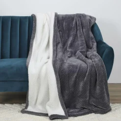 Plaid nid d'abeille Sherpa XXL gris foncé - 180x220 cm