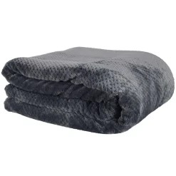 Plaid nid d'abeille Sherpa XXL gris foncé - 180x220 cm