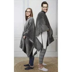 Plaid poncho gris - 130x170 cm