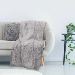 Plaid sherpa gris - 120x150 cm